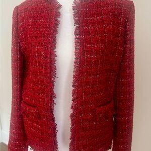 Elegant Chico’s Deep Red Tweed Blazer